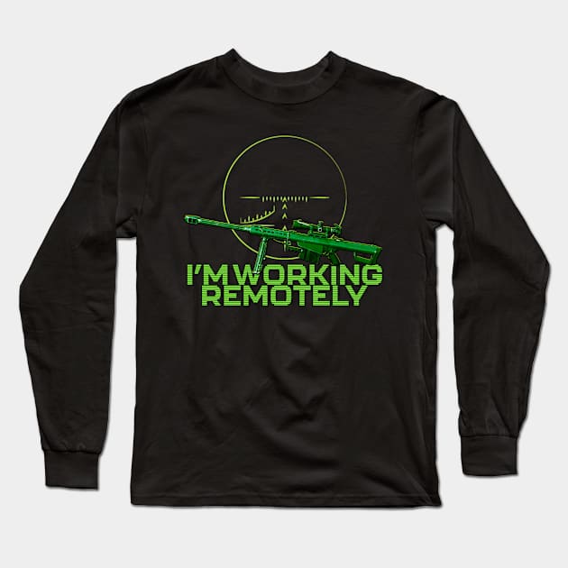 Working Remotely Gun 50 BMG Long Sleeve T-Shirt by Karolus